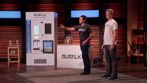 Numilk founders Ari Tolwin and Joe Savino giving their pitch on Shark Tank