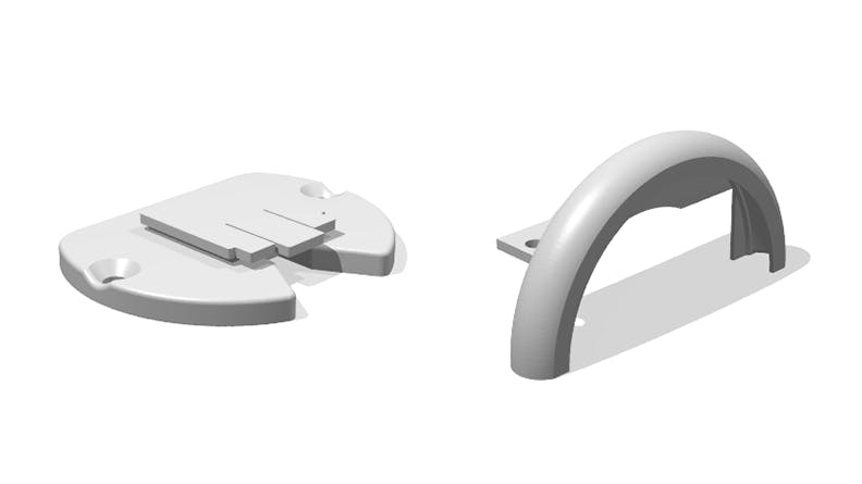 CAD models of SLS printed parts in the shade system