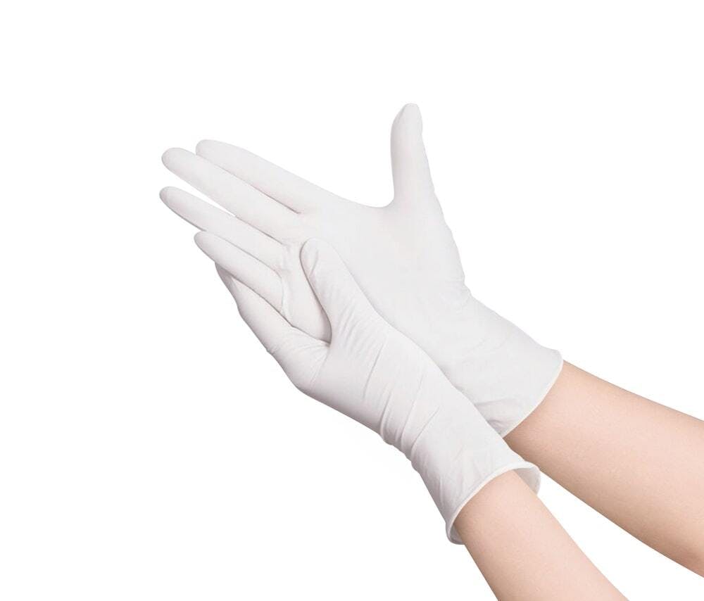white latex gloves