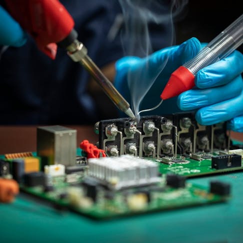 Circuit board soldering. Image Credit: Shutterstock.com/PitukTV