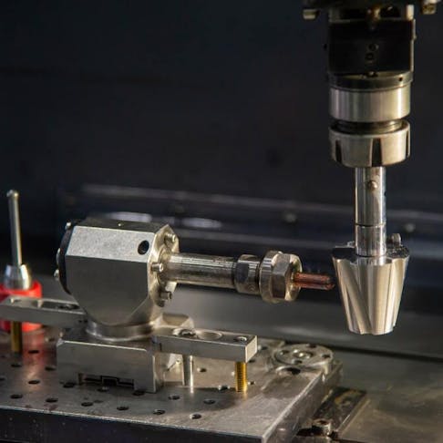 Sinker EDM machine simulation. Image Credit: Shutterstock.com/Pixel B