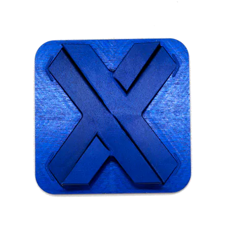 blue aluminum machined Xometry logo