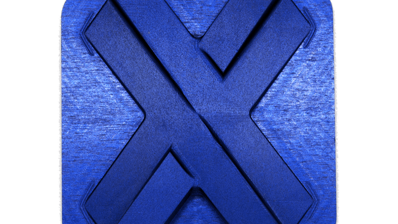 blue aluminum machined Xometry logo