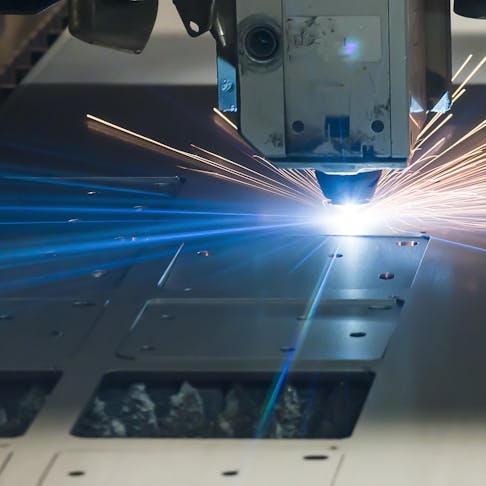 Laser cutting tool steel. Image credit: xxxxx/Shutterstock.com