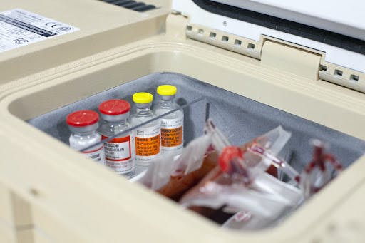 the APRU with blood bags and vaccines inside
