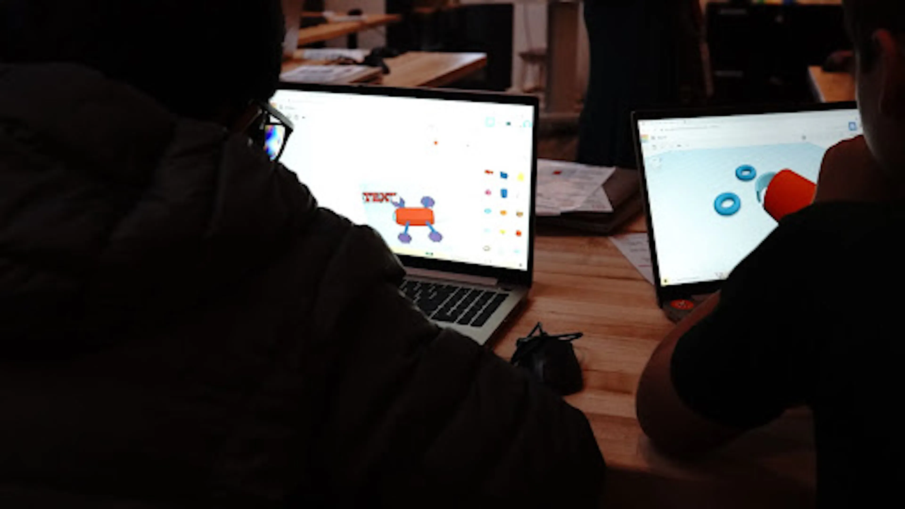 A student using CAD to make a design