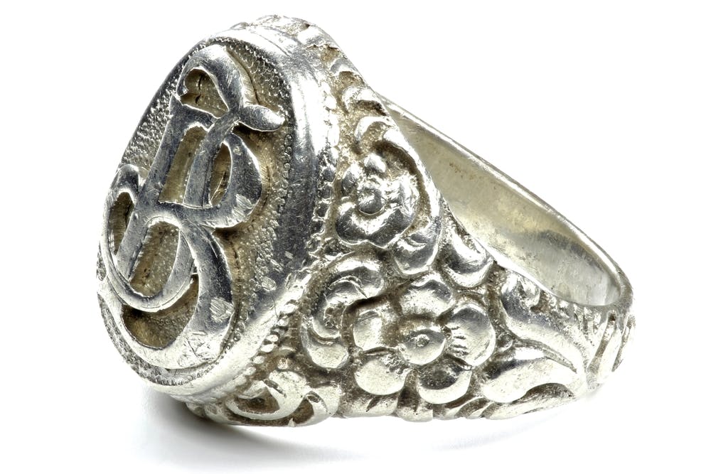 concave engraved signet ring