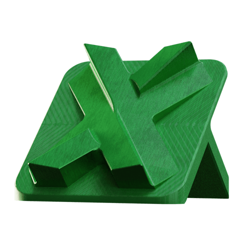 Image of an aluminum stand with a type ii green anodized finish.