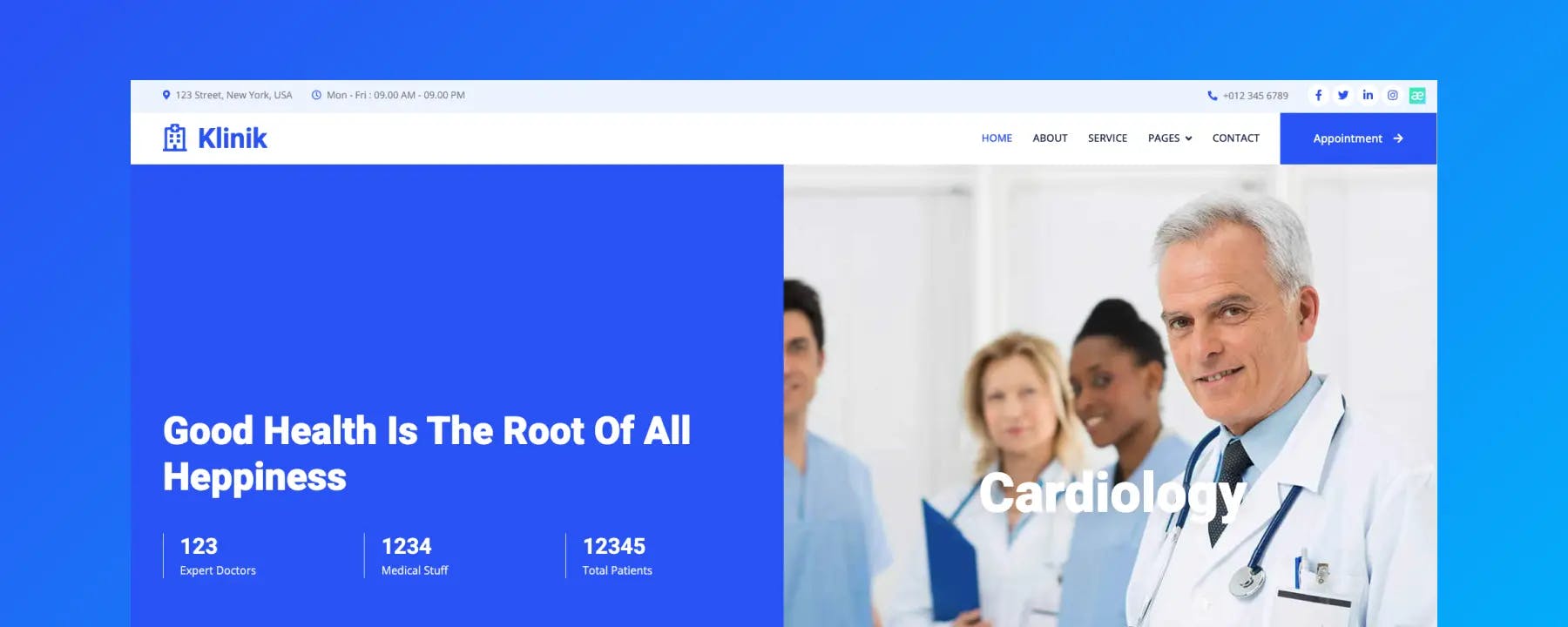 Klinik - Mẫu Website Phòng Khám Miễn Phí, Đẹp & Chuẩn Responsive