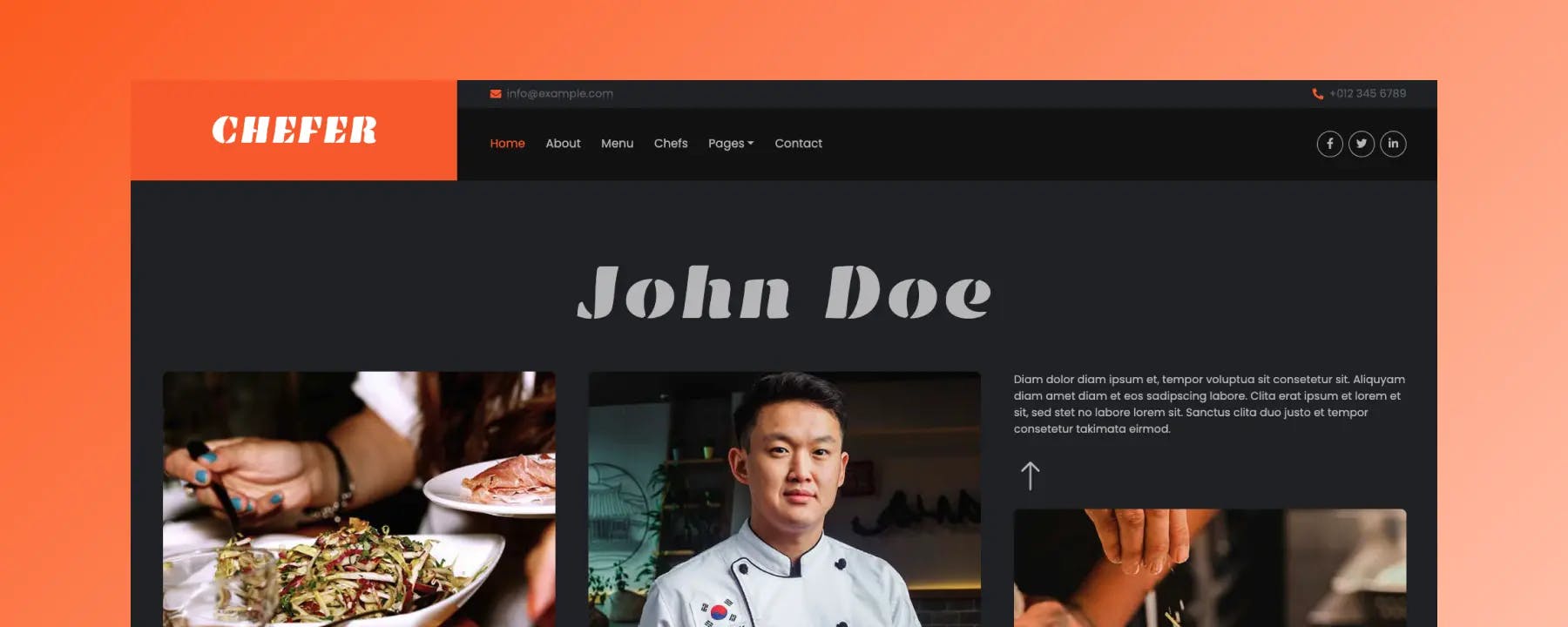 Chefer - Mẫu Website Đầu Bếp Miễn Phí