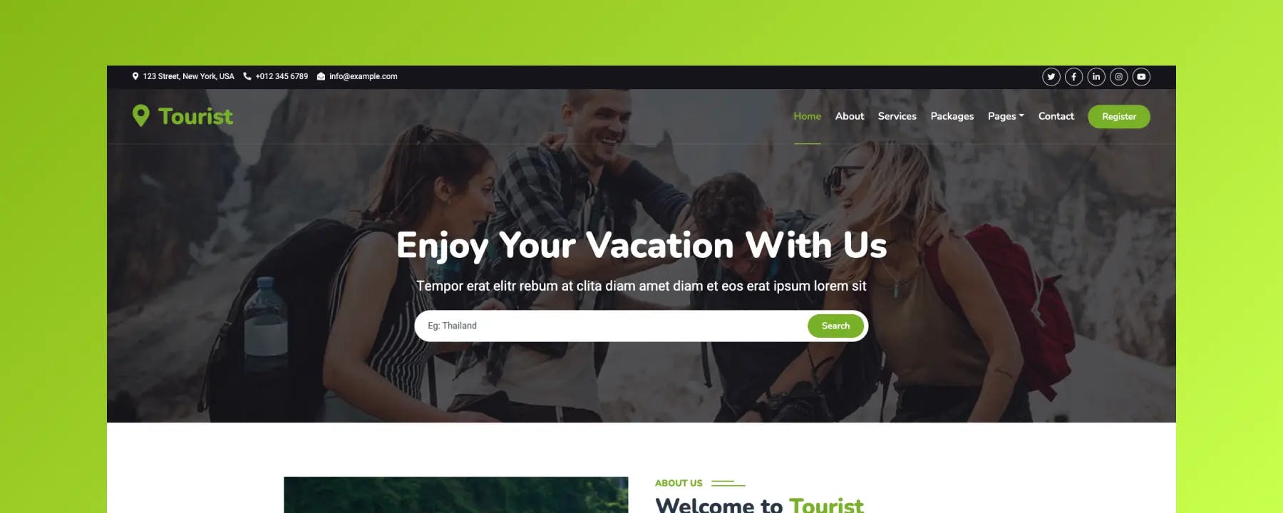Tourist - Mẫu Website Miễn Phí Cho Công Ty Du Lịch