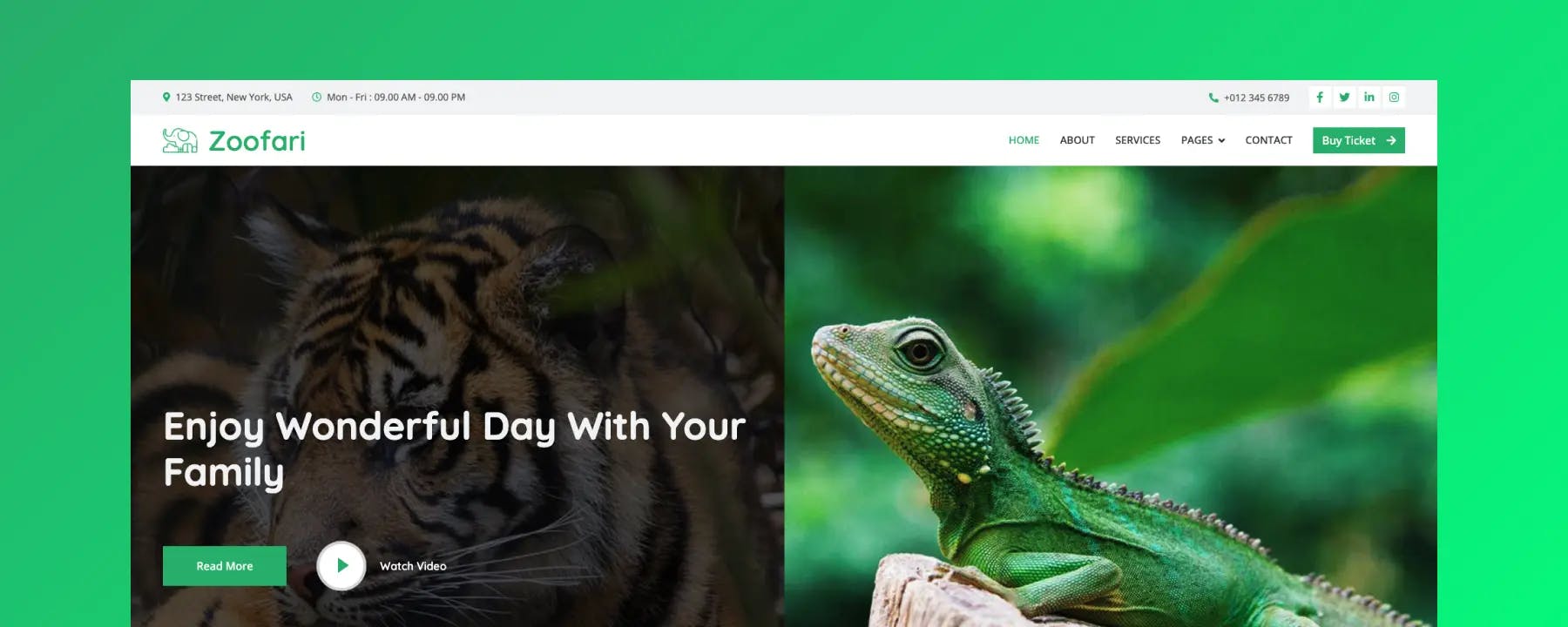 Zoofari – Mẫu Website Sở Thú & Safari Miễn Phí, Đẹp & Chuẩn Responsive