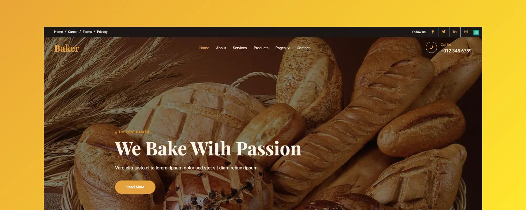 Baker - Mẫu Website Tiệm Bánh Miễn Phí, Đẹp & Chuẩn Responsive