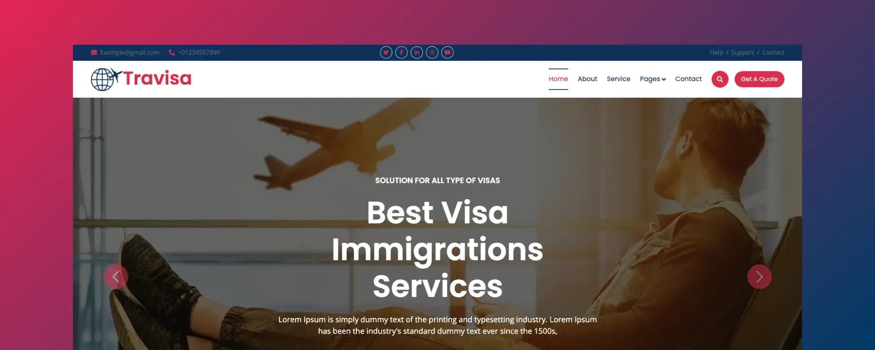 Travisa - Mẫu Website Dịch Vụ Visa Miễn Phí