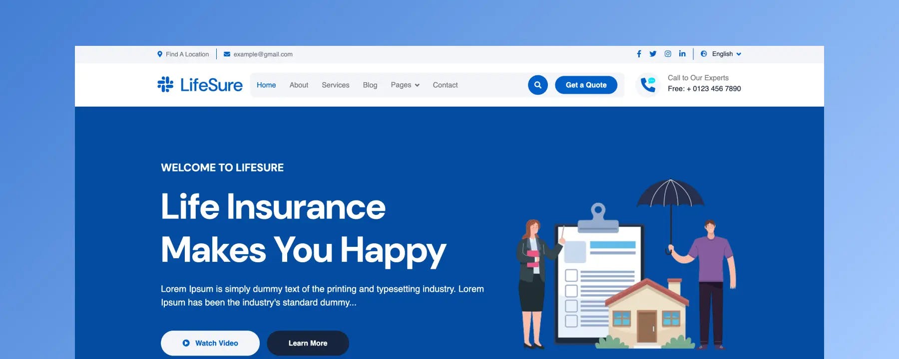 Life Insurance - Mẫu Website Bảo Hiểm Miễn Phí