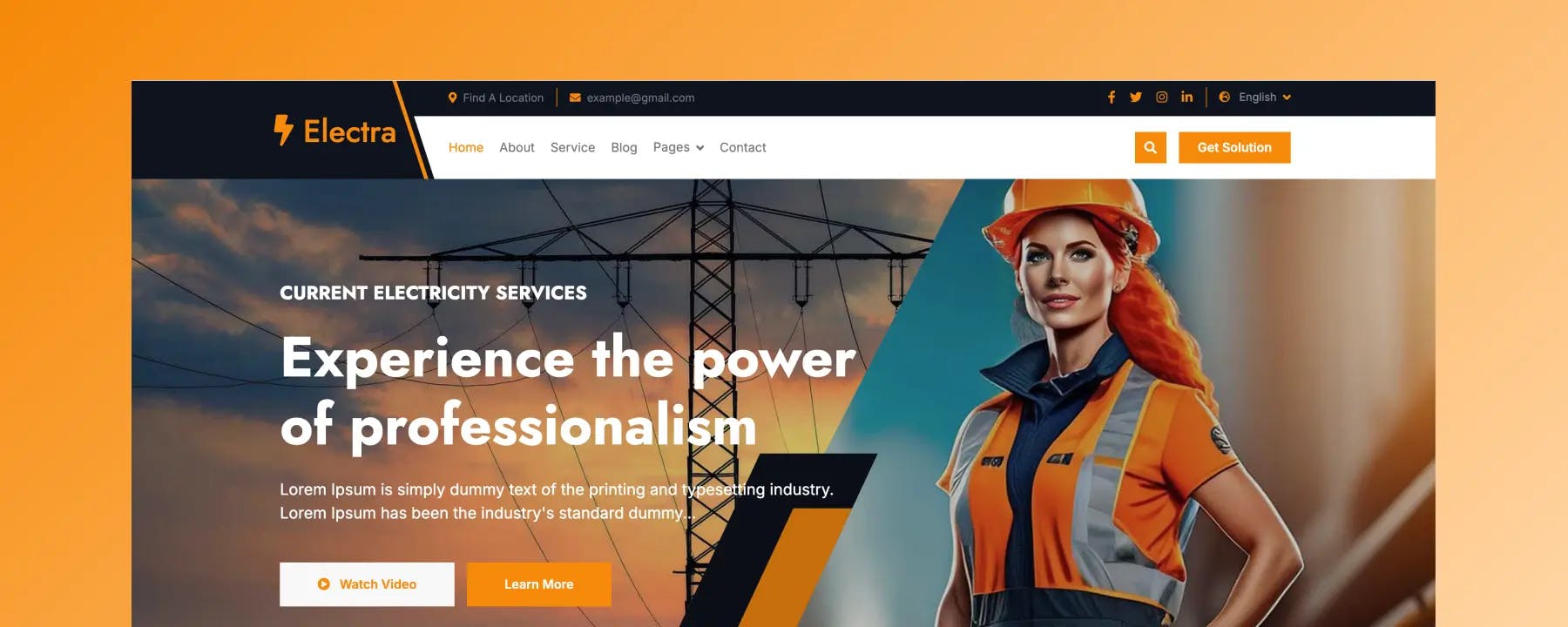 Electra - Mẫu Website Điện Lực Miễn Phí