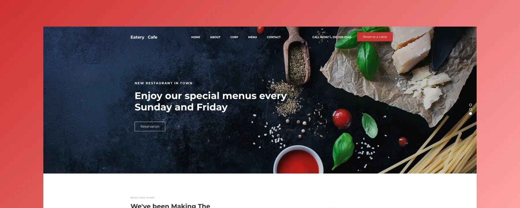 Eatery - Mẫu Website Ẩm Thực Miễn Phí