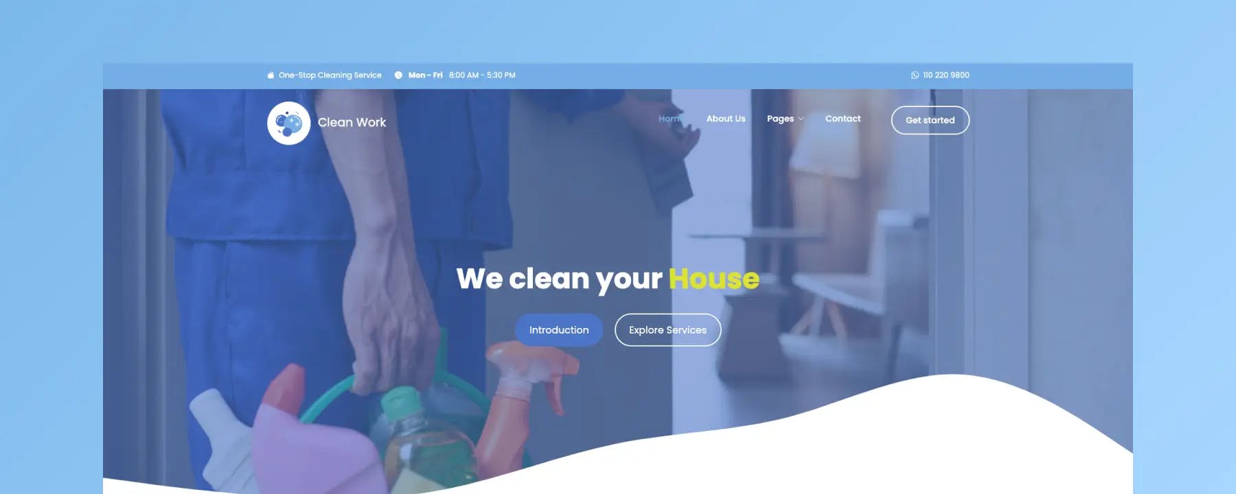 Clean Work - Mẫu Website Giúp Việc Nhà Miễn Phí