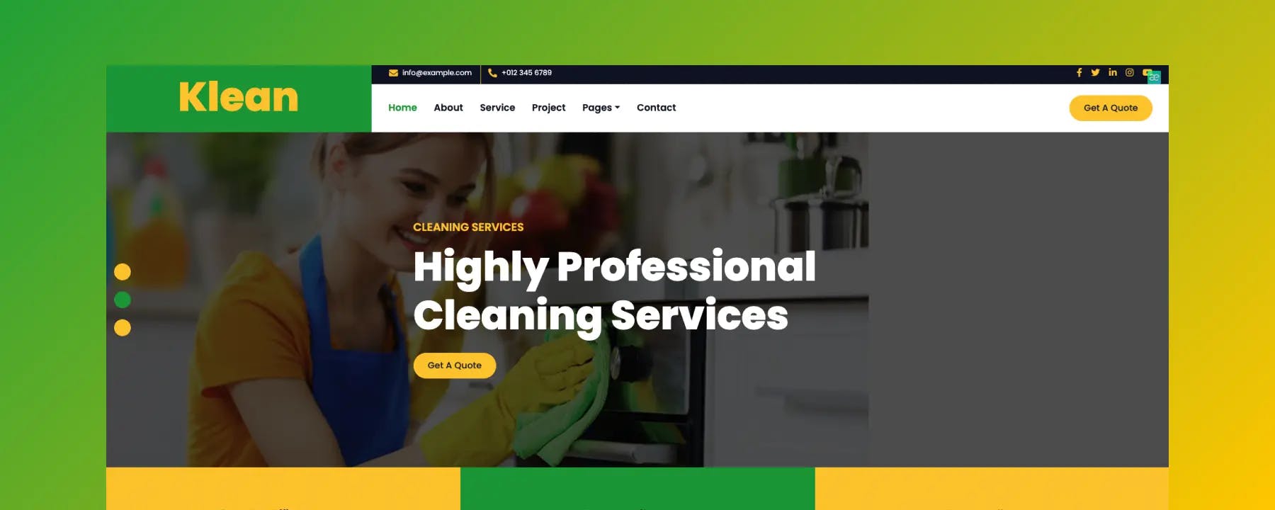 Klean - Mẫu Website Dịch Vụ Vệ Sinh Miễn Phí, Đẹp & Chuẩn Responsive