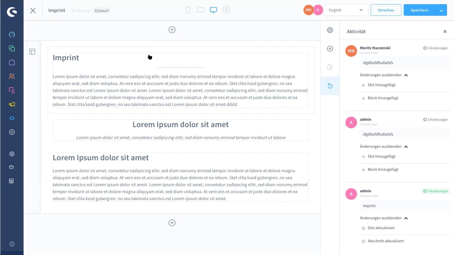 Shopware Publisher Activity feed