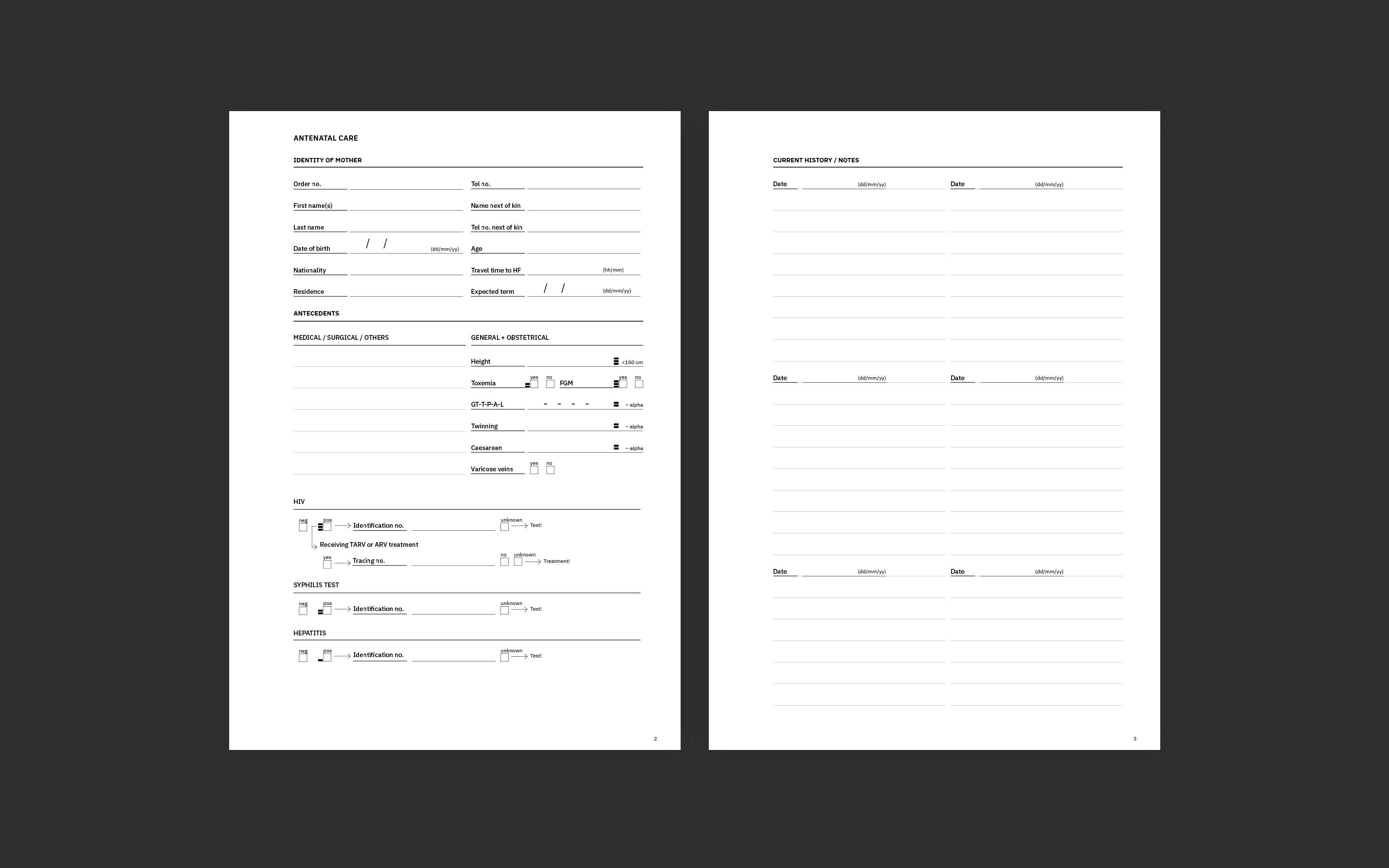 
Help to support the decision-making process and enrich the patient communication of public health workers in Nigeria, Ivory Coast and Mozambique through better designed paper-based information systems.