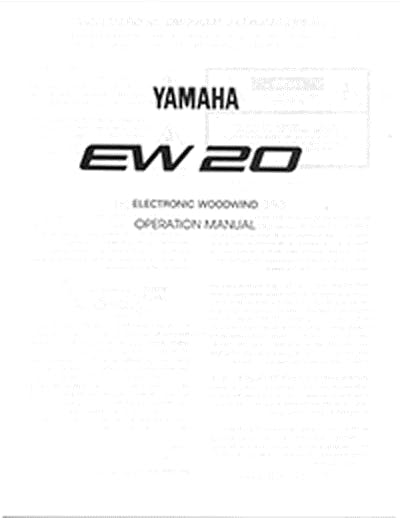 Yamaha EW20 Operation Manual