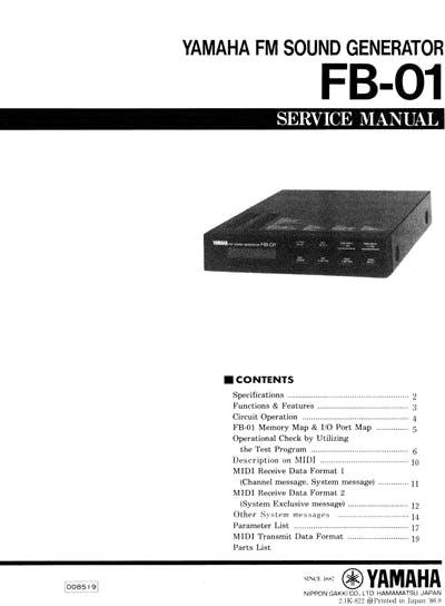 Yamaha FB01 Service Manual