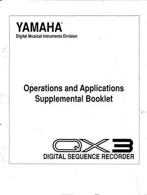 Yamaha QX3 operations and applications supplemental booklet