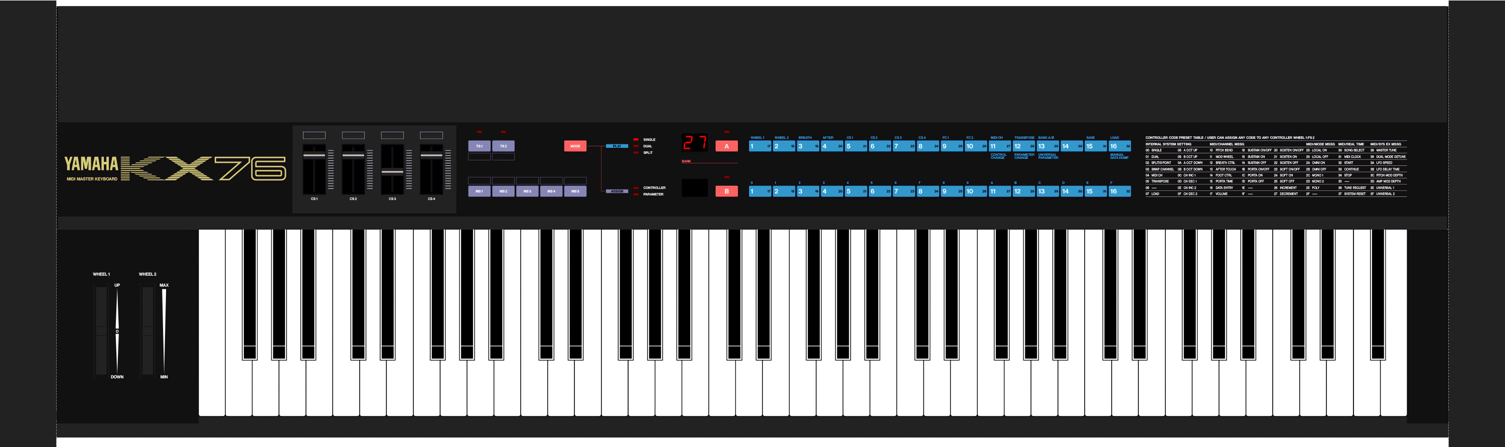 Yamaha KX76 MIDI controller keyboard