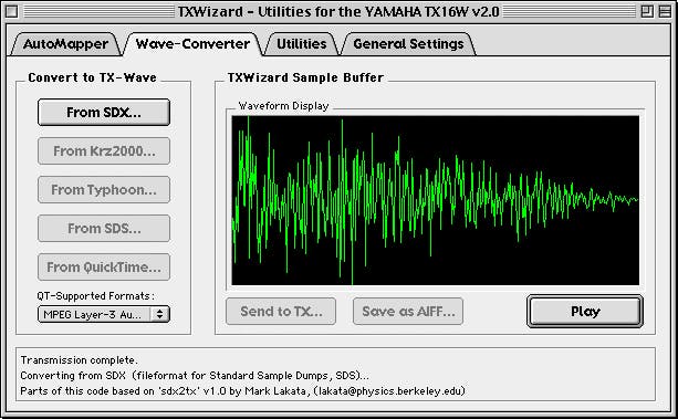 Screenshot showing the Waveconverter module