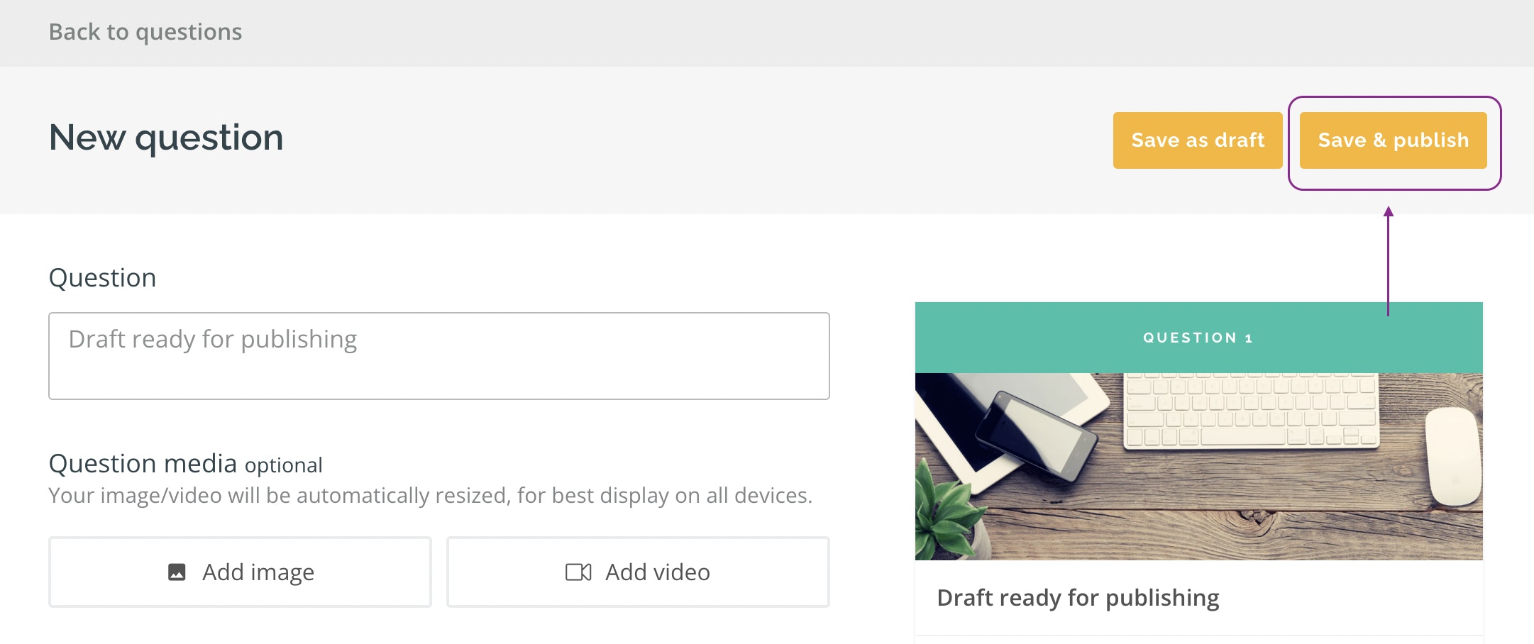 Screenshot of 'Save & publish' option
