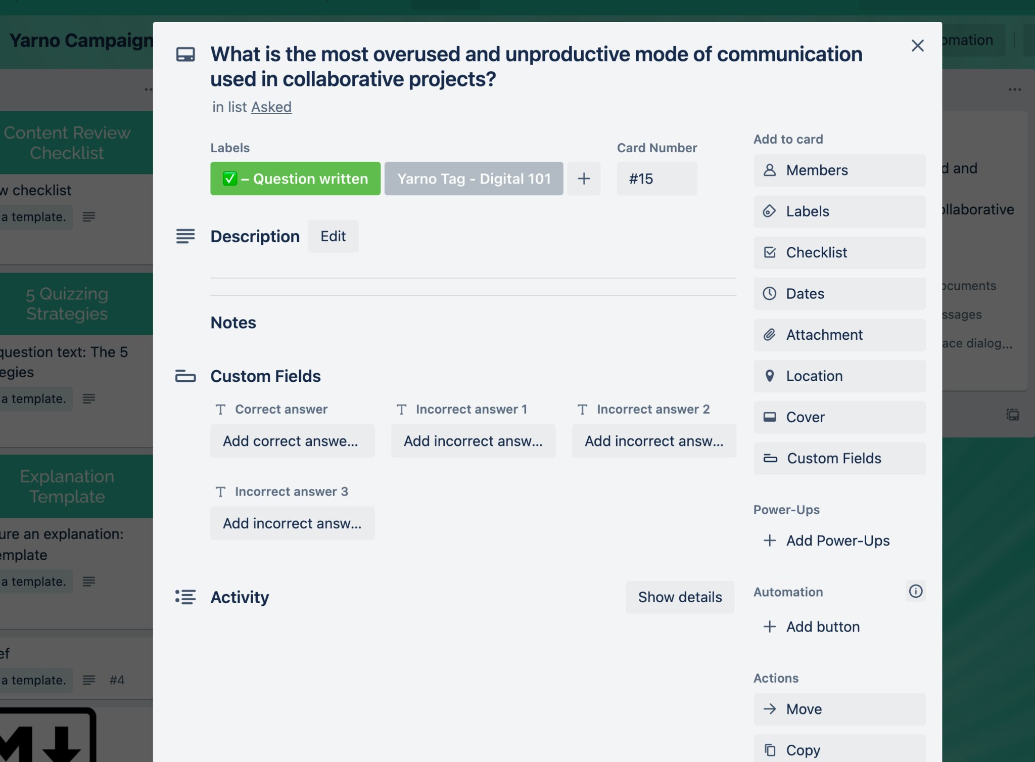 Review content in Trello