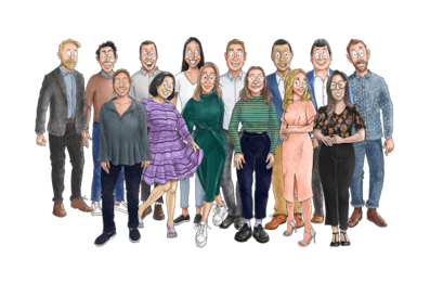 Custom illustration of the Yarno team