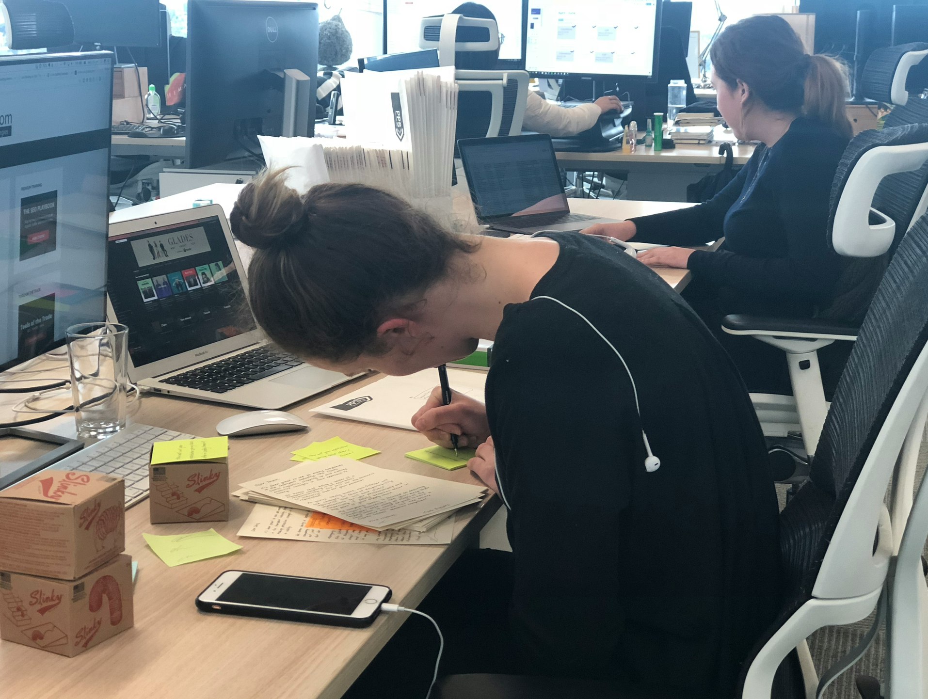 Girl writing a note