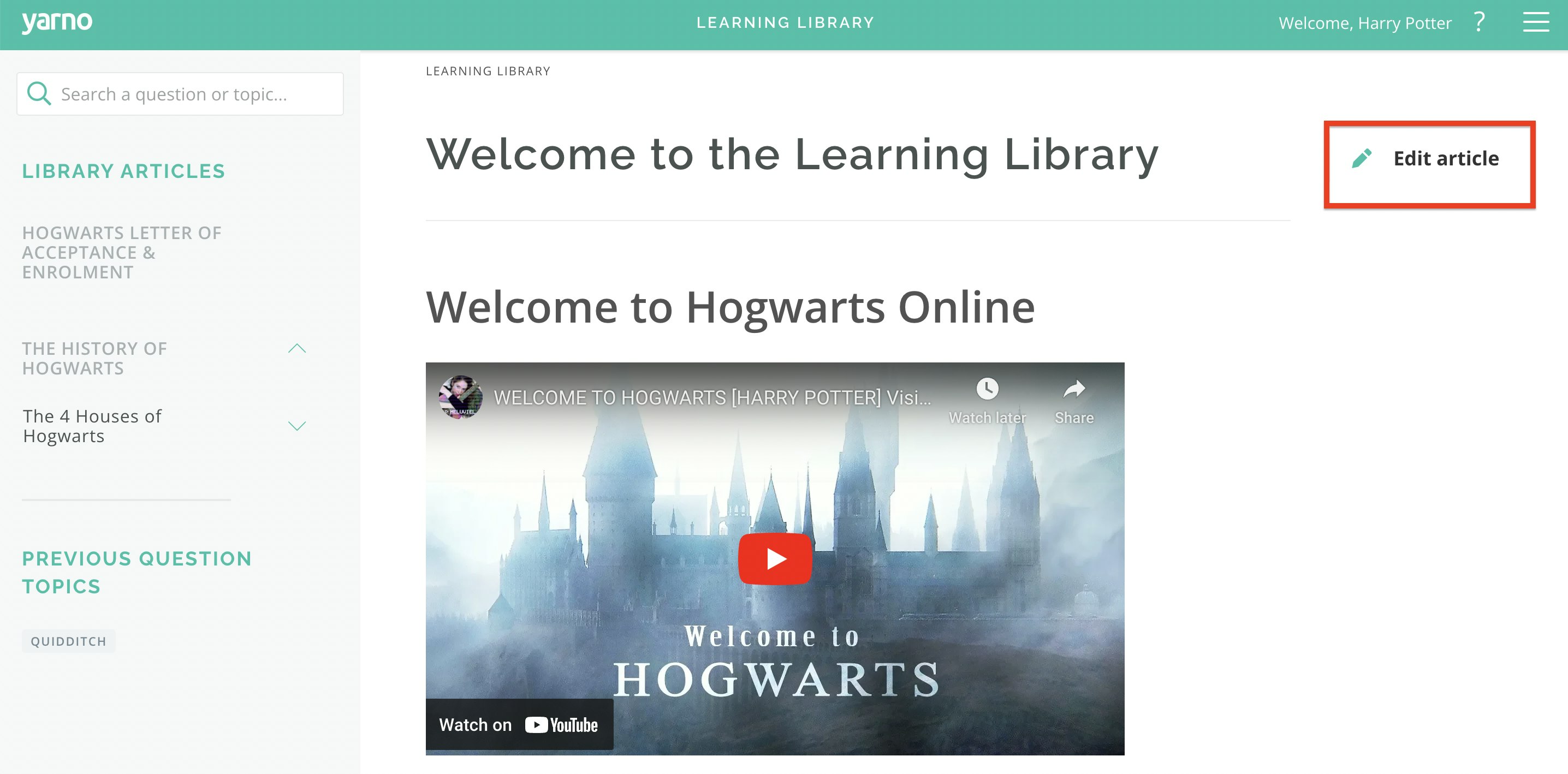 Screenshot of Learning Library 
