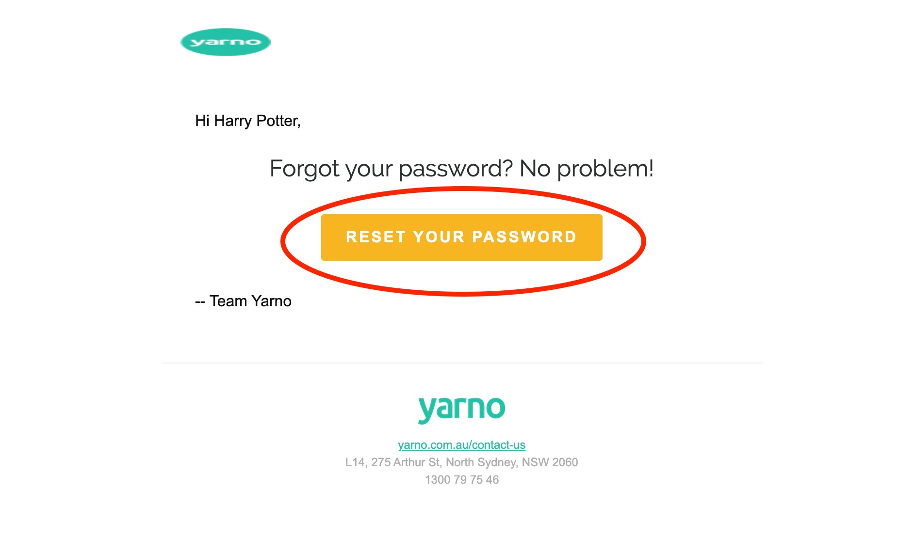 reset password screenshot