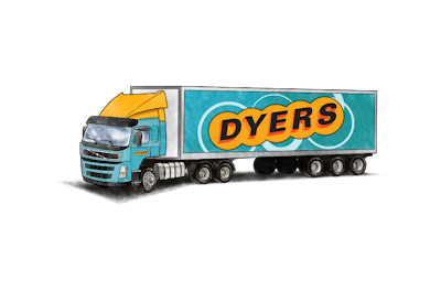 Custom illustration of a Dyers Distribution truck