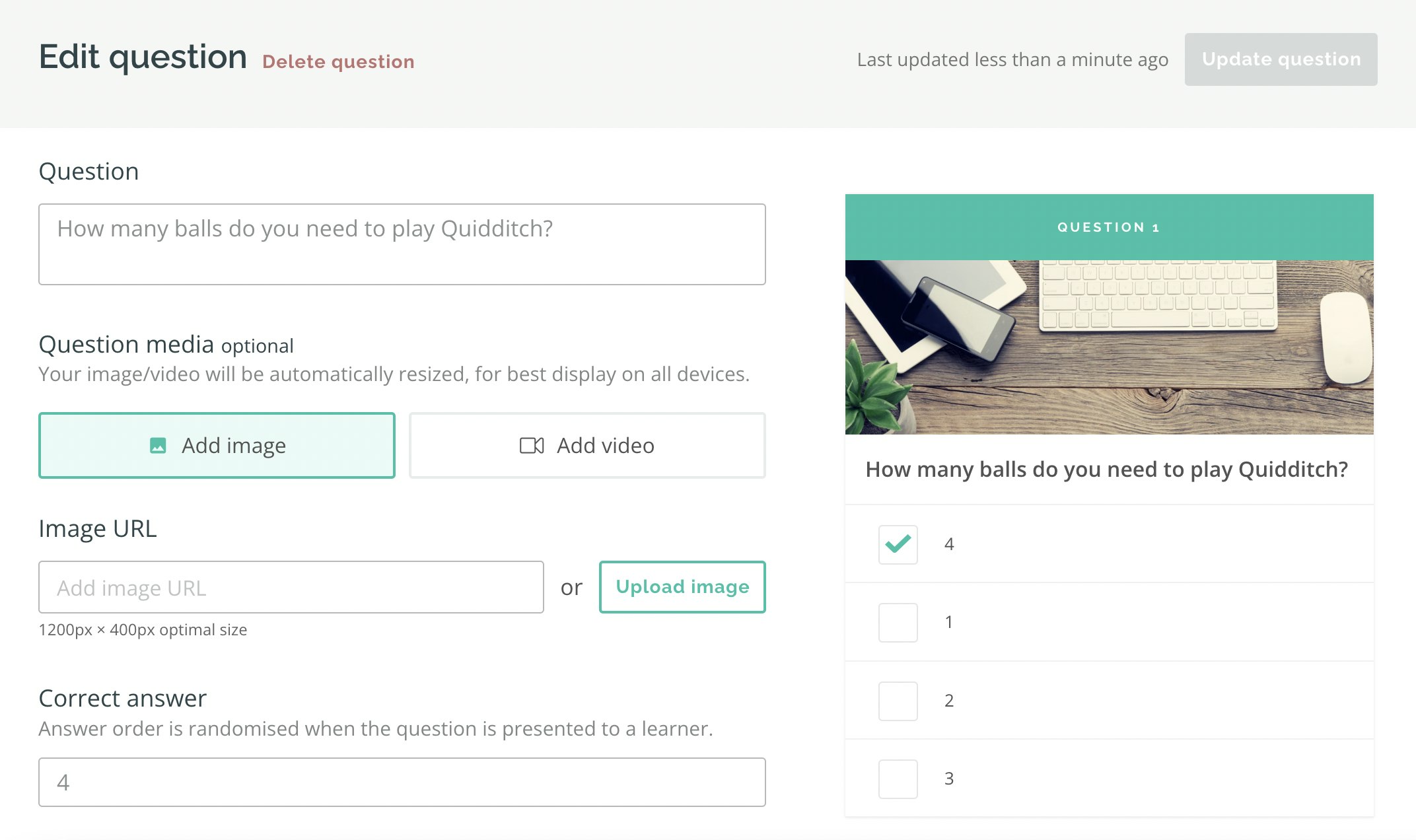 Edit question text and question media