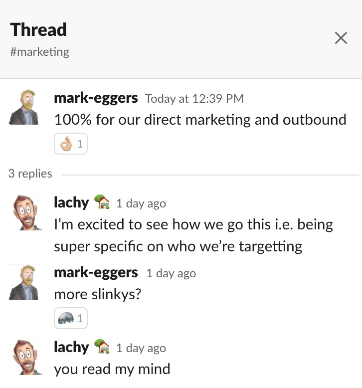 Screenshot of Slack conversation