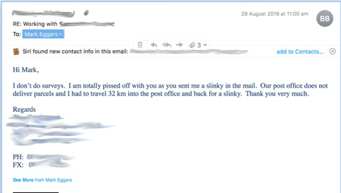 Screenshot of email