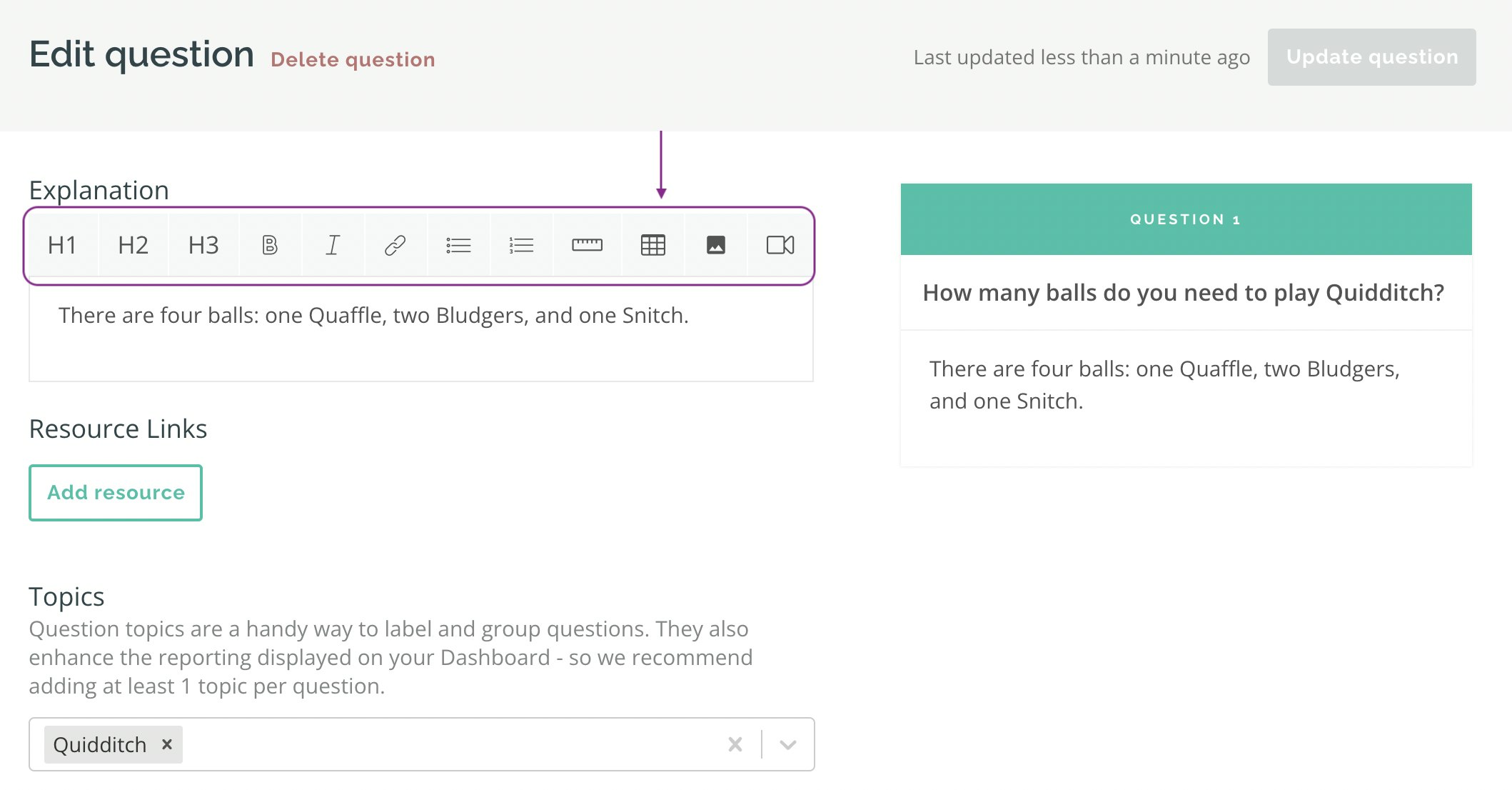 Toolbar for explanations