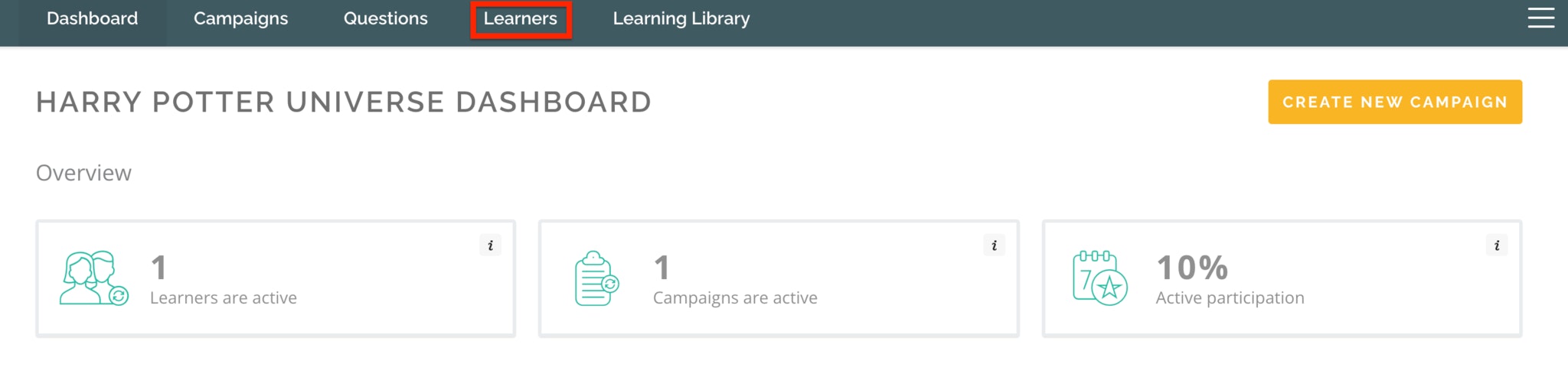 Navigating to learners page