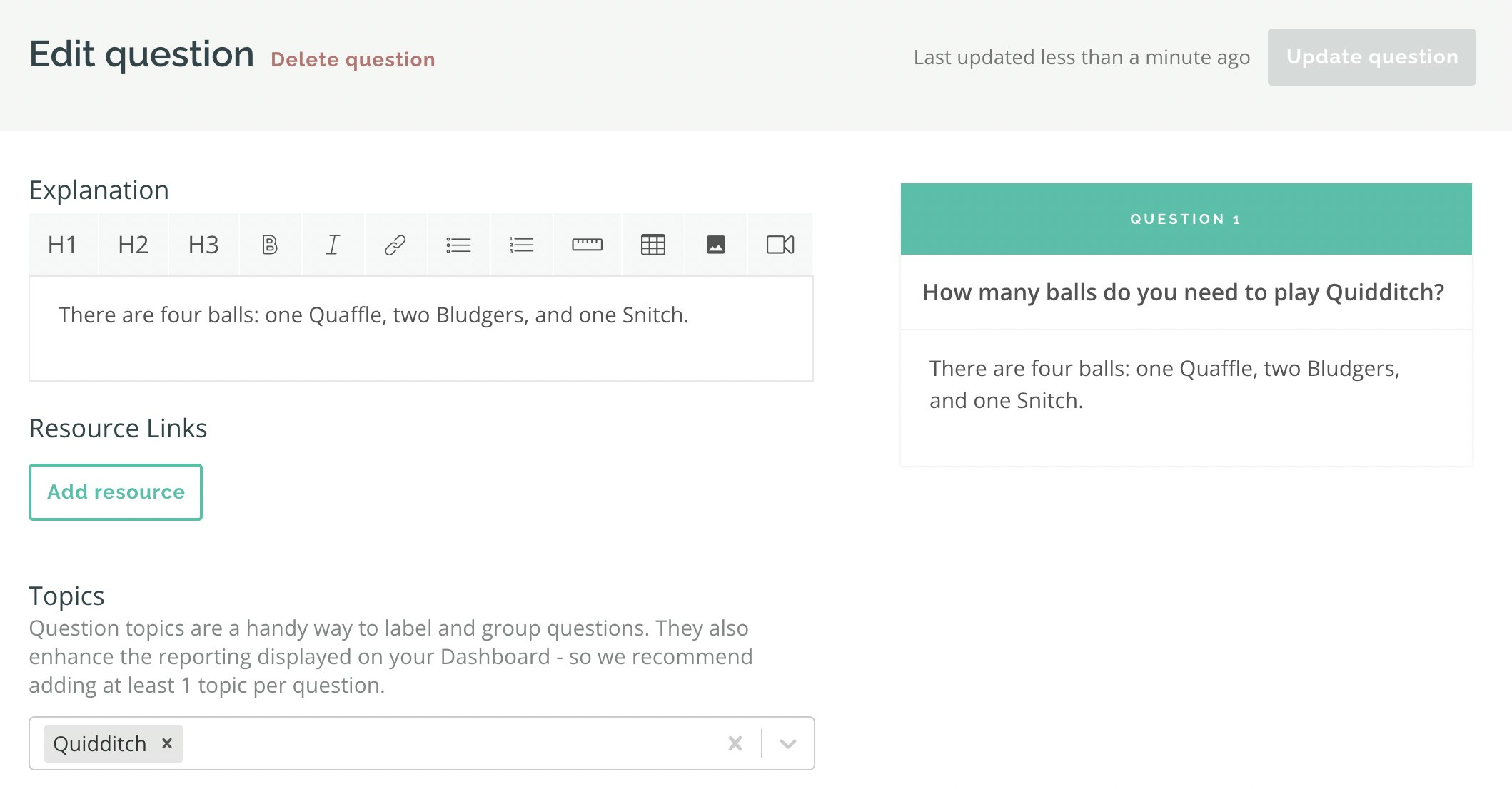 Edit explanation and resource links