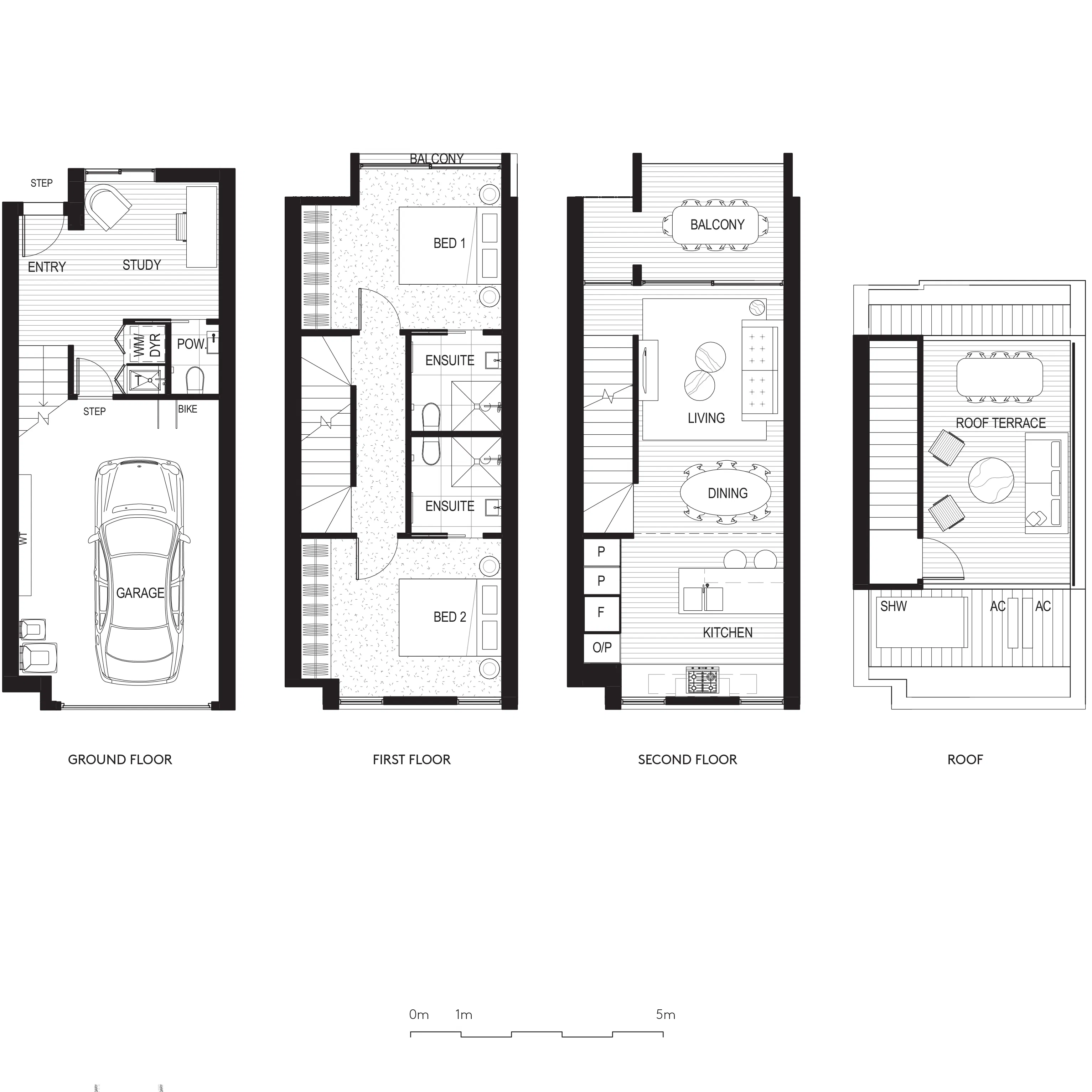 2 Bedroom 2 Bathroom, 1 Study, 1 Carpark, Rooftop Terrace (Optional)