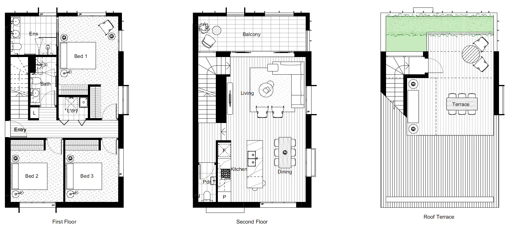 3 Bedroom, 3 Bathroom, Rooftop Terrace