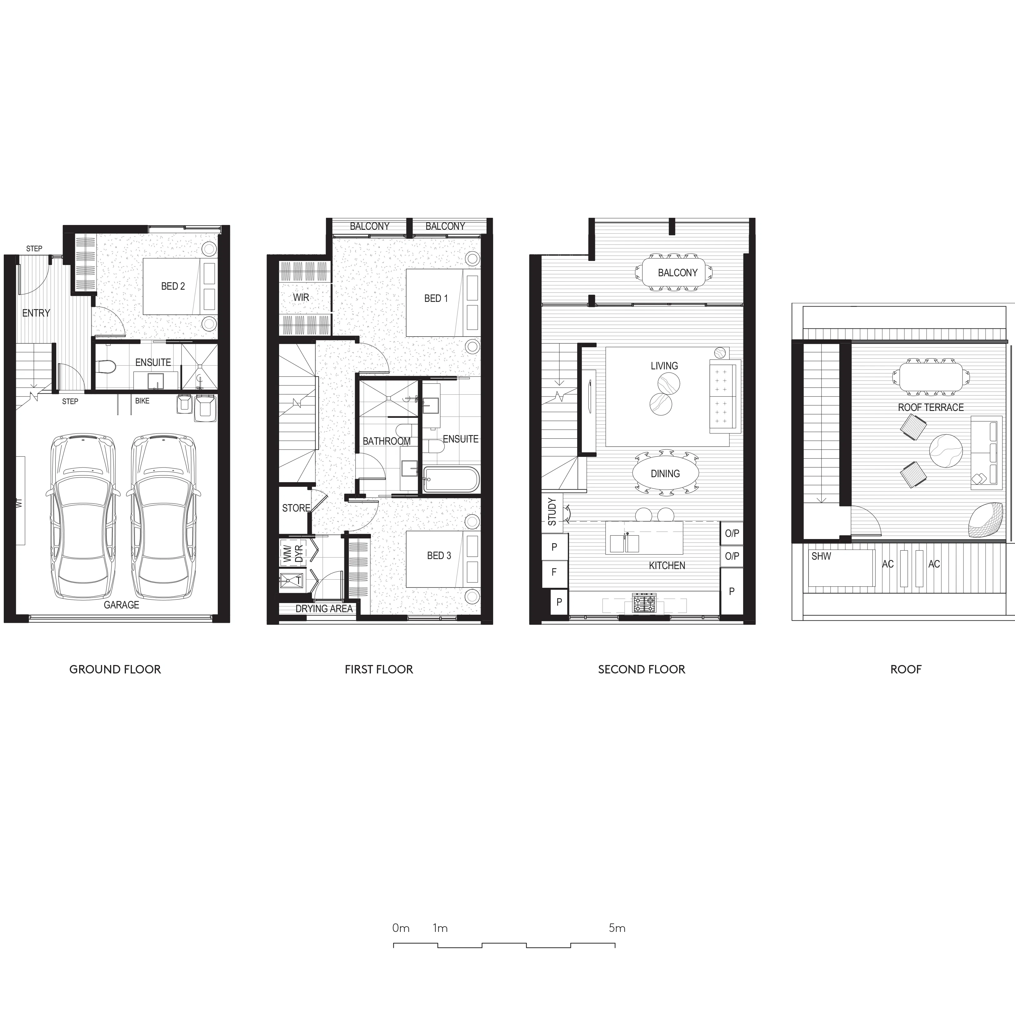 3 Bedroom, 3 Bathroom, 2 Carpark, Rooftop Terrace (Optional)