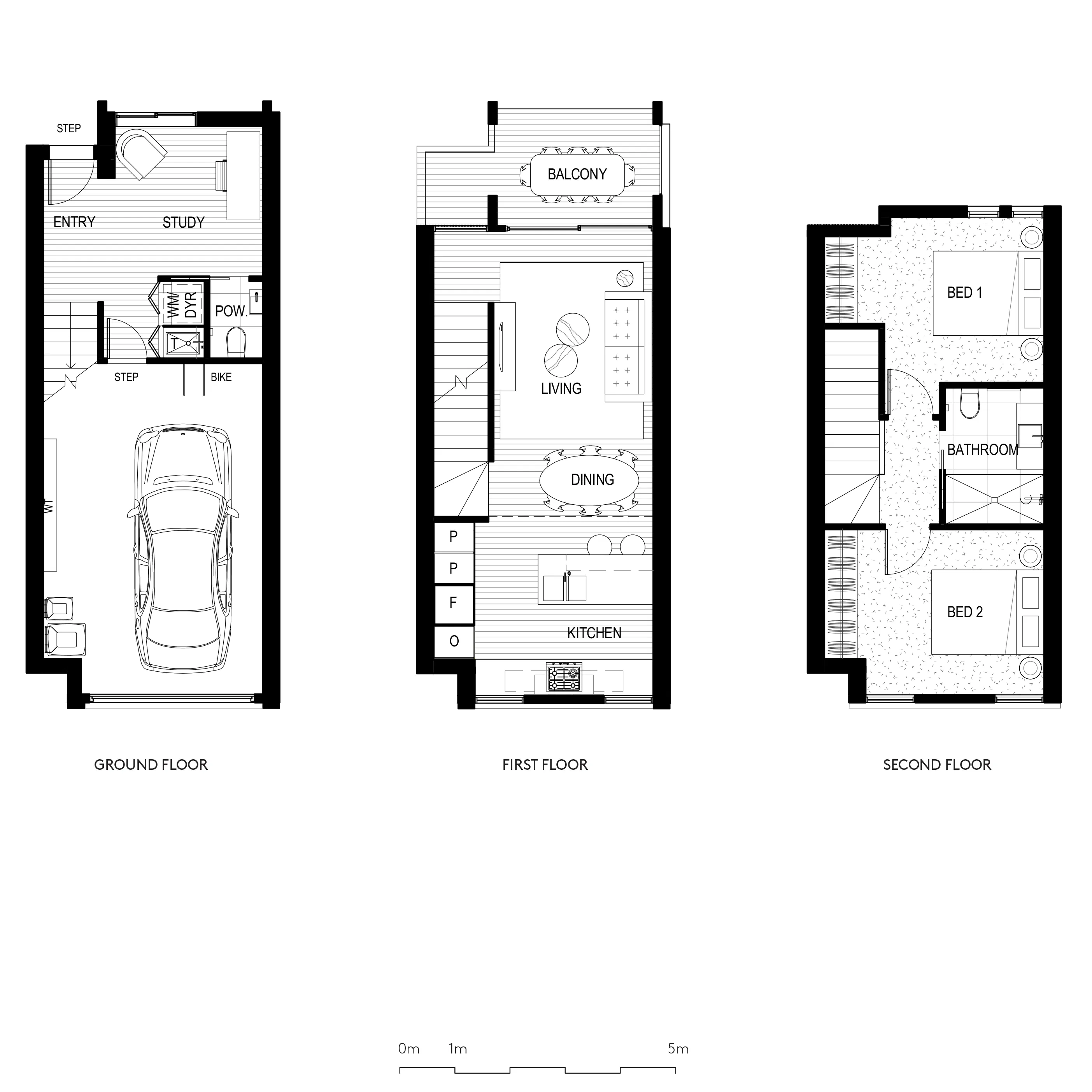 2 Bedroom, 2 Bathroom, 1 Study, 1 Carpark