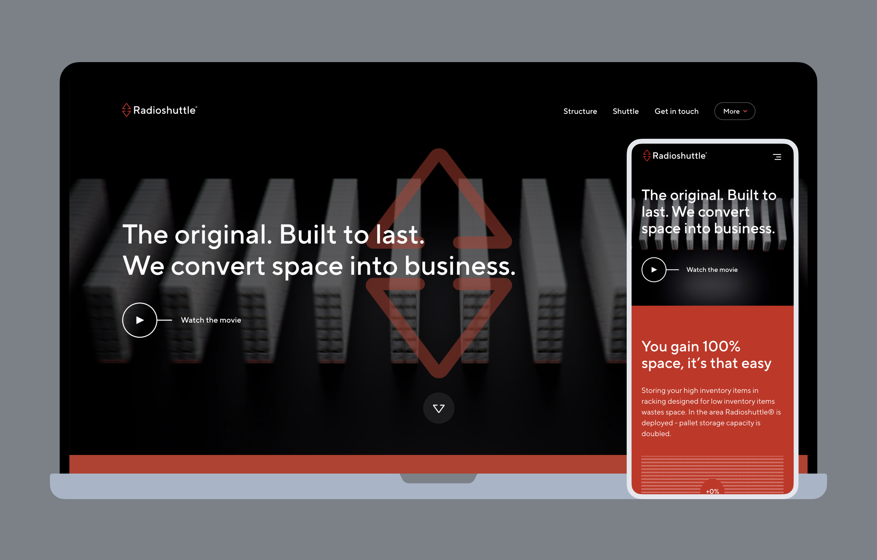 Radioshuttle website frontpage in different devices