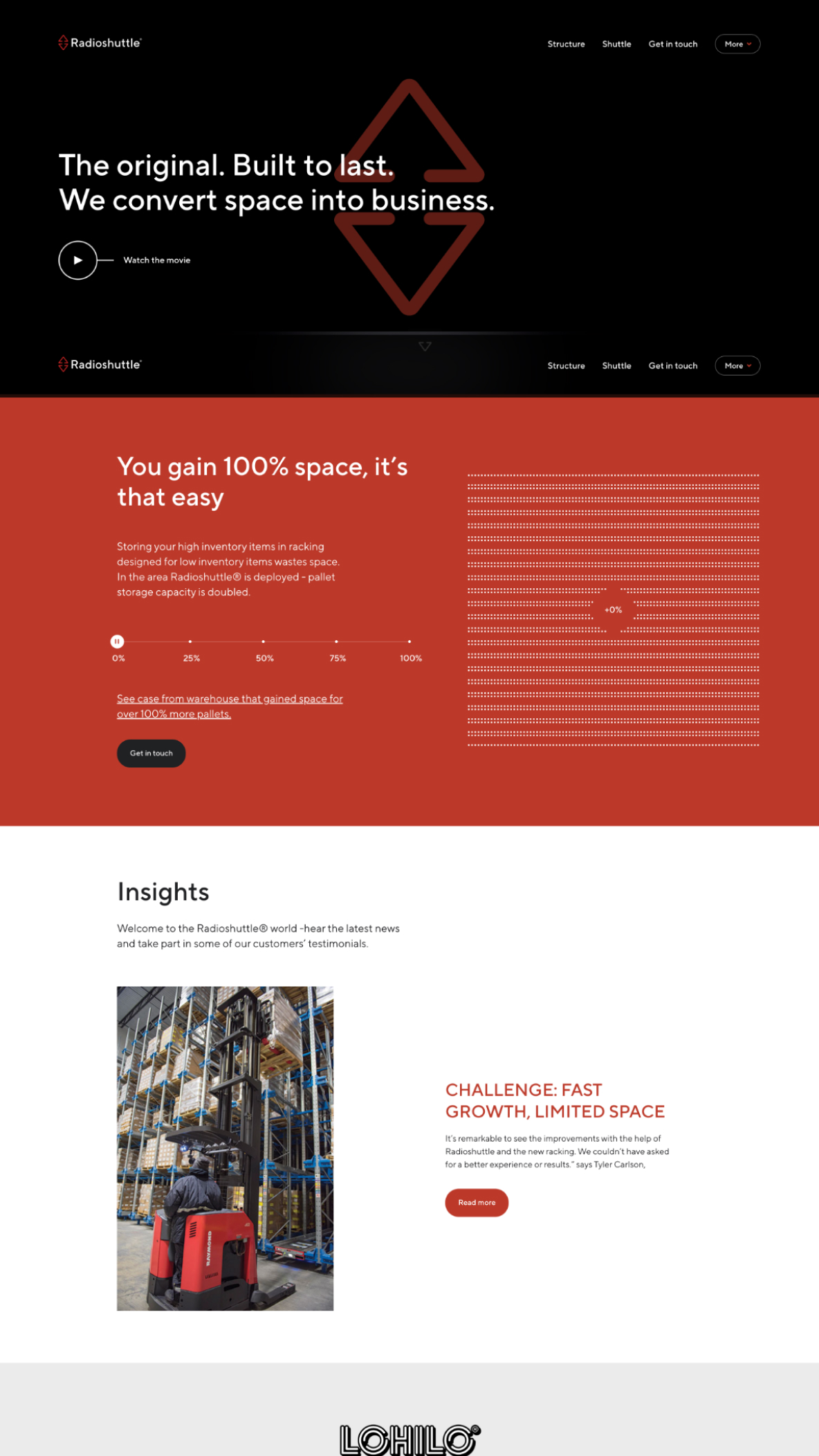 Radioshuttle website frontpage top half