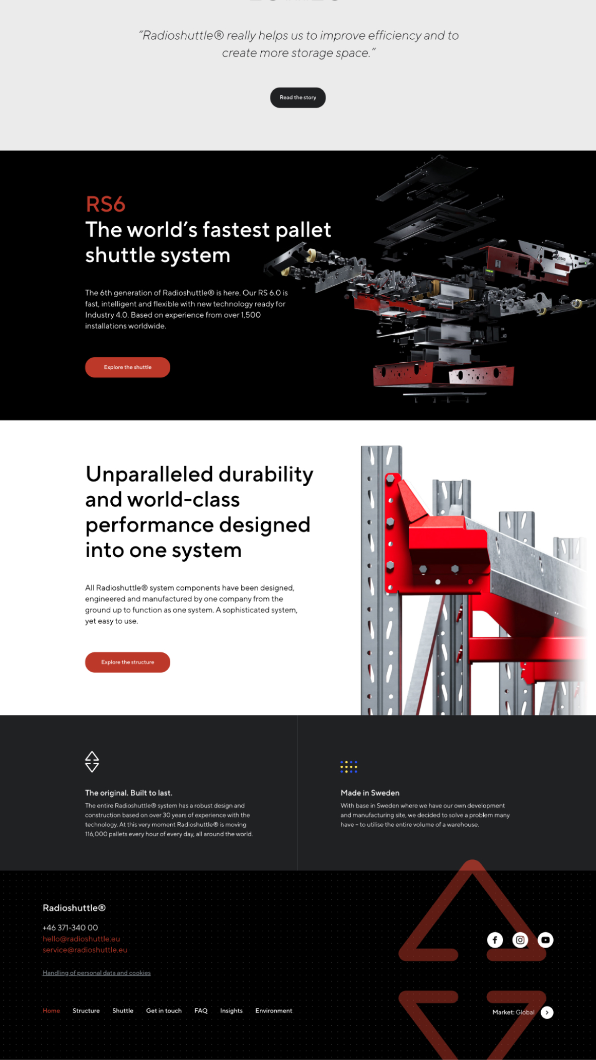 Radioshuttle website frontpage bottom half